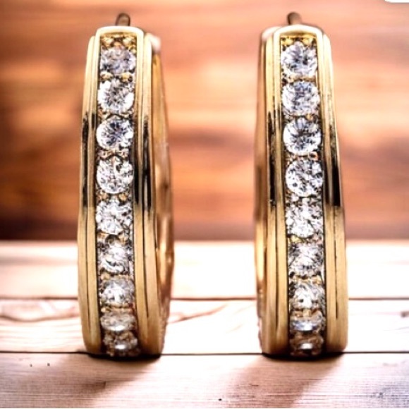 New Gold Plated Made with Swarovski Reversible Hoop Earrings - Picture 2 of 7